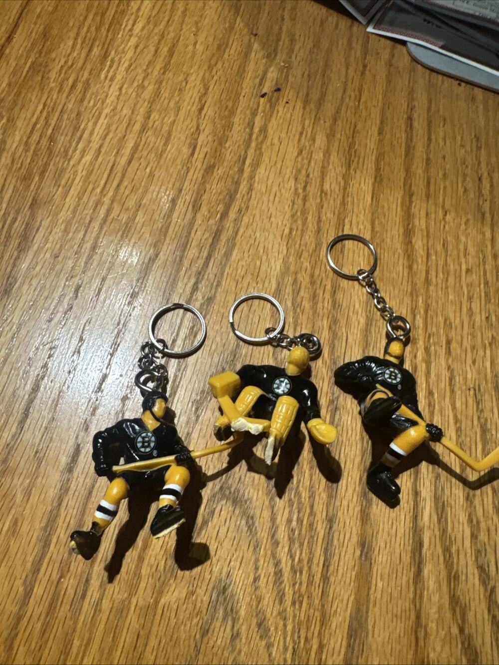 Lot of 3 Boston Bruins Hockey Player Keychains NHL Collectible Figures Vintage